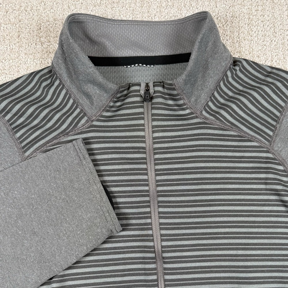 Patagonia Men's Large Capilene 3 Midweight Gray Striped Half Zip Pullover 44442